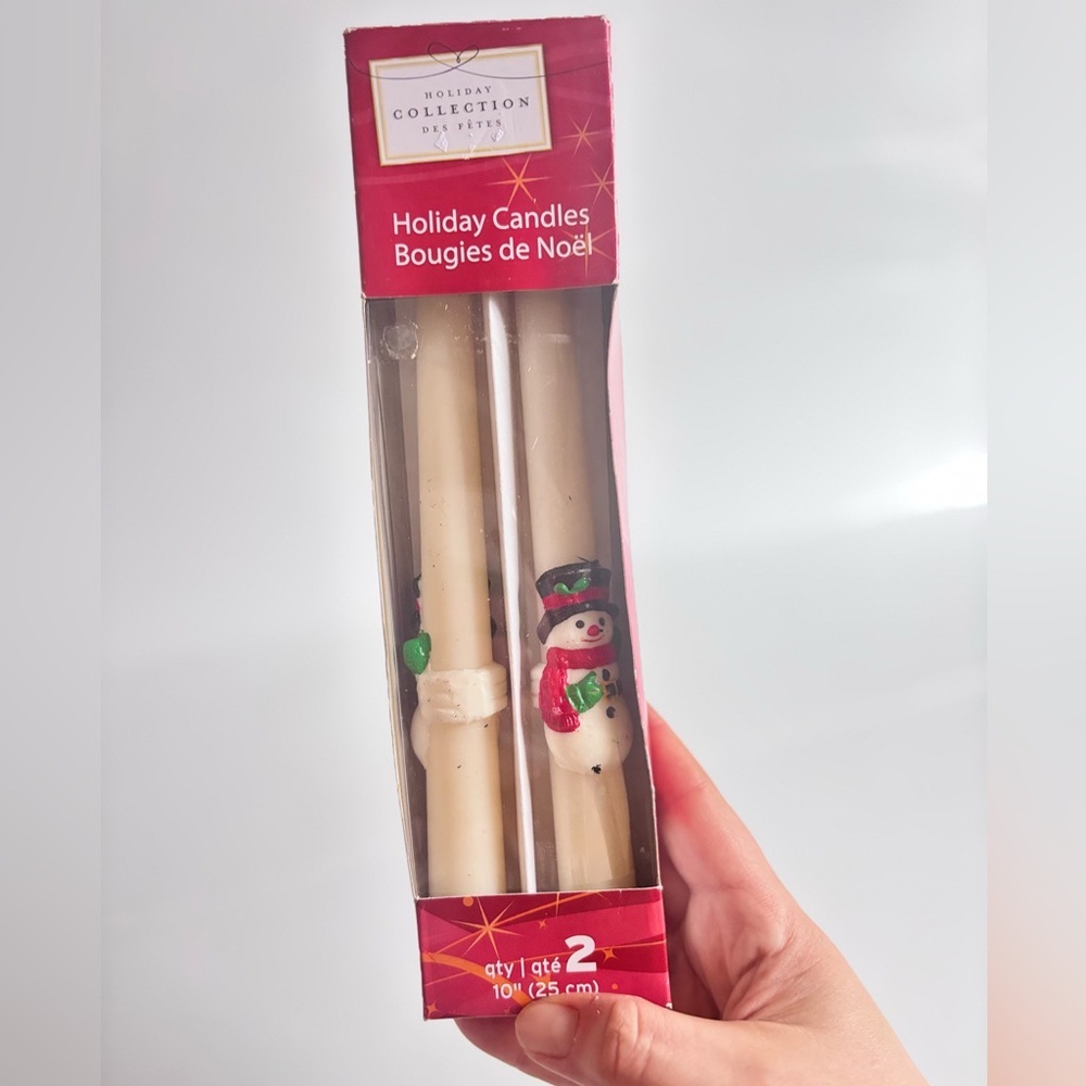 Vintage Holiday Collection Snowman Taper Candles Set of Two